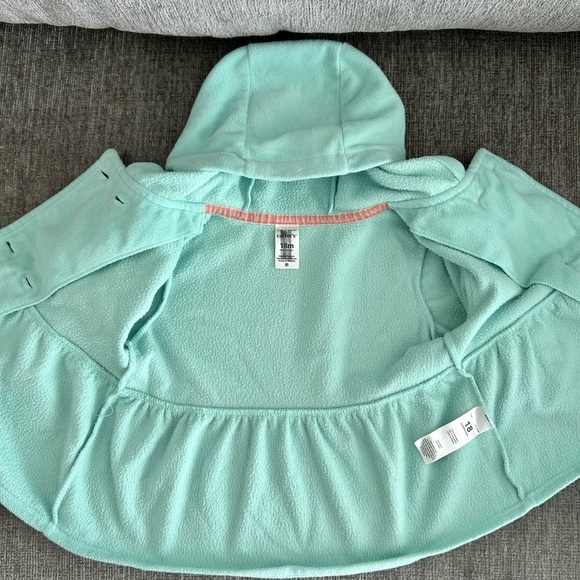 Carter’s 18m Double Breasted Little Girl’s Sea-foam Green Jacket with Hood - Picture 3 of 4